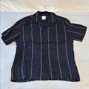 Men's SANDRO Navy Striped Viscose Shirt